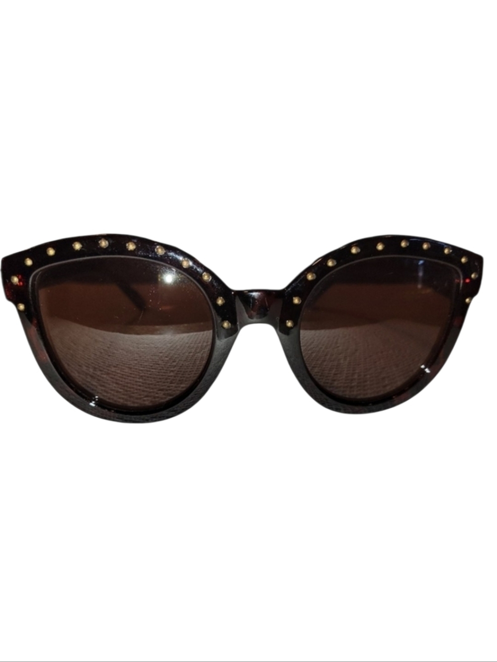 Tortoise Shell Gold Studded Cat Eye Sunglasses